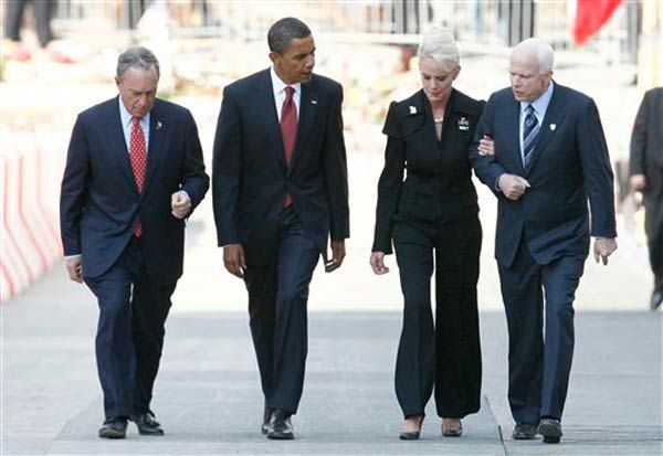 Mayor Bloomberg, Barack Obama, Cindy McCain, John McCain